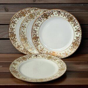Noritake 175 Luncheon Plate 8 1/4” Round Gold Christmas Ball Set of Four